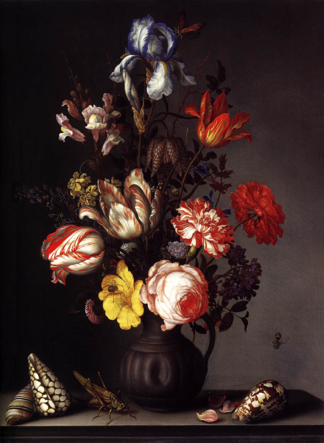 Flowers in a Vase with Shells and Insects 1630