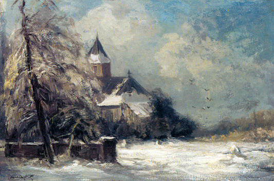 A Church In A Snow Covered Landscape