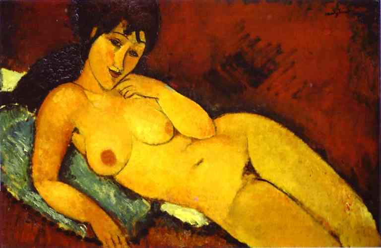 Nude girl on a Blue Cushion