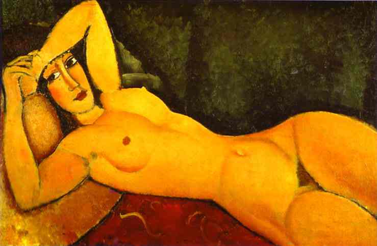 Reclining Nude with Left Arm Resting on Forehead