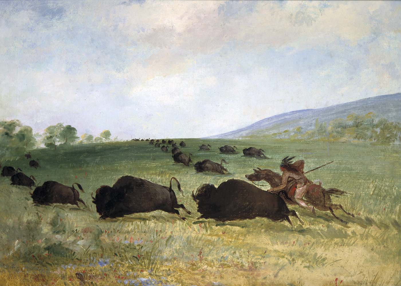 An Osage Indian Lancing a Buffalo