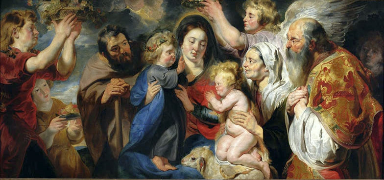 The Holy Family with Saint John, His Parents, and Angels