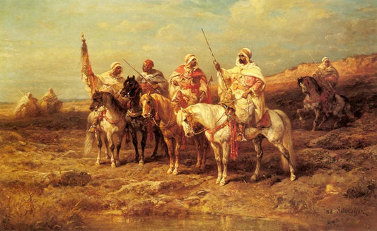 Arab Horseman By A Watering Hole