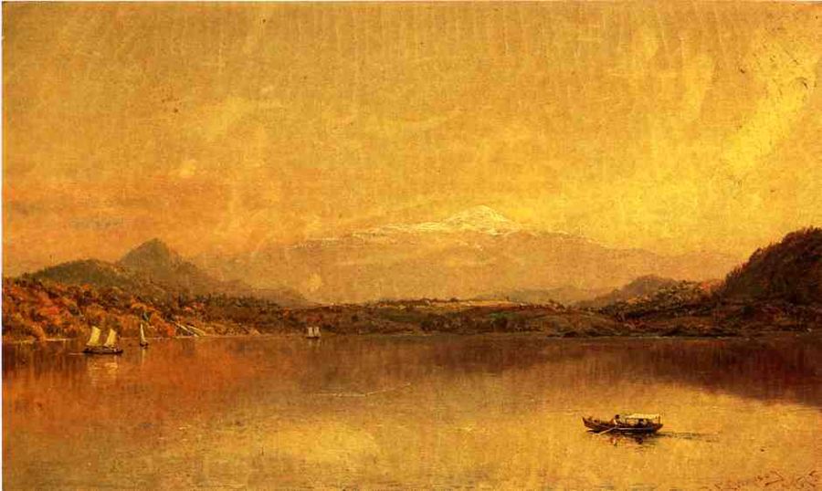 Autumn Landscape with Boaters on a Lake