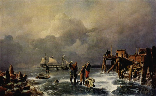 Bank of the Frozen Over Sea (Winter Landscape)