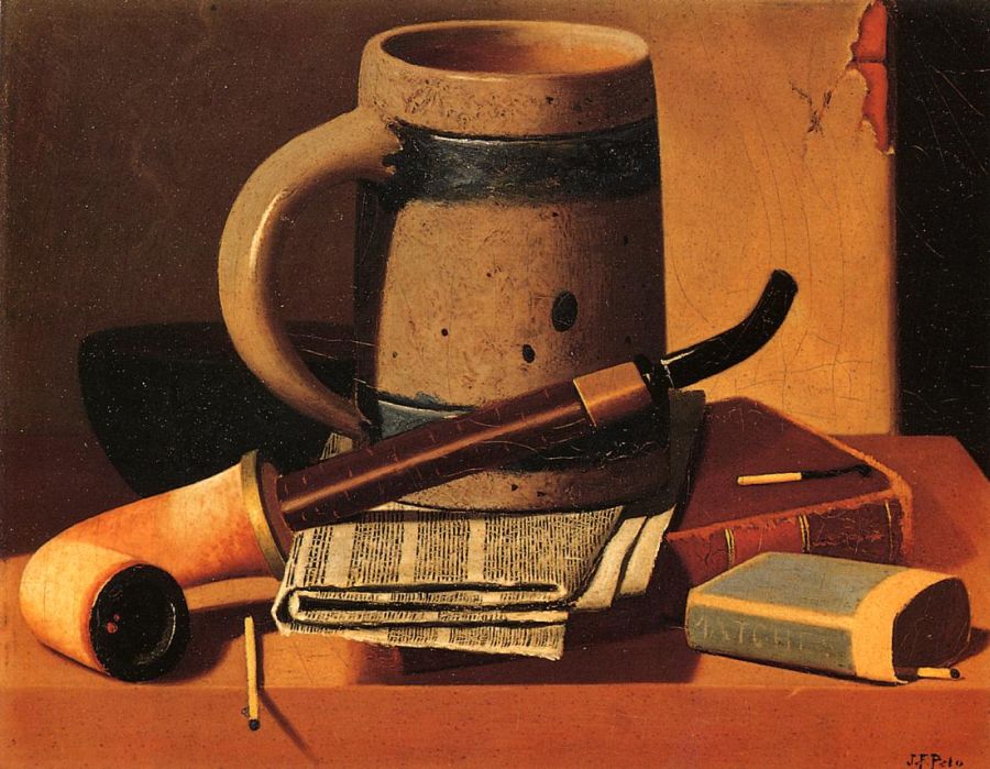 Still Life with Pipe, Beer Stein, Newspaper, Book and Matches