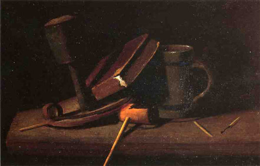 Still Life with Lamp, Pipe, Matches, Book and Mug