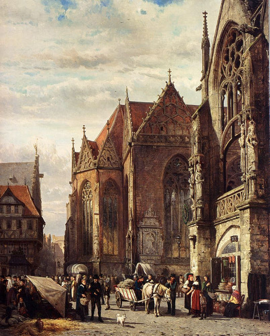 Figures in the Market Square in Front of the Martinikirche, Braunschweig