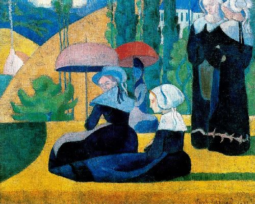 Breton women with parasols