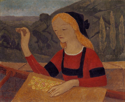 Embroiderer in a Landscape of Chateauneuf