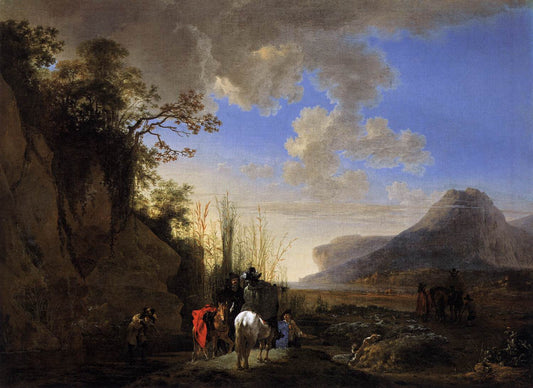 Coastal Scene with Resting Riders