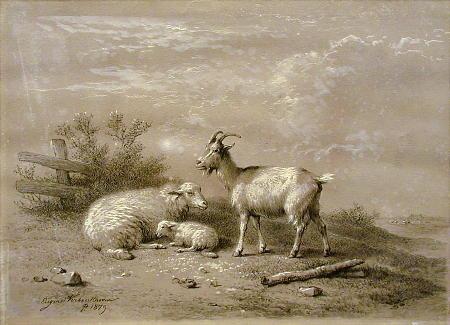 Ewe and Lamb with Goat