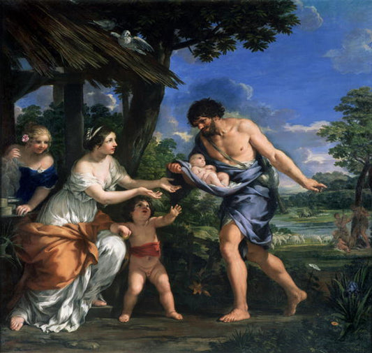 Faustulus entrusting Romulus and Remus to his wife Acca Larentia