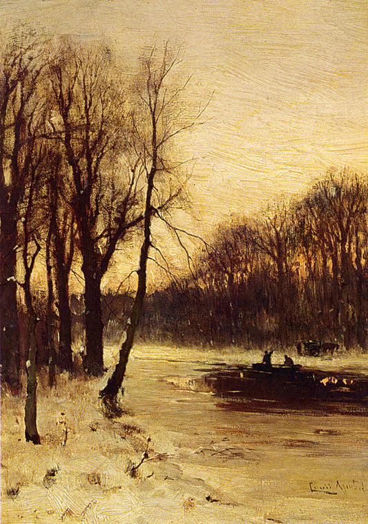 Figures In A Winter Landscape At Dusk