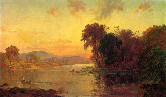 Fisherman in Autumn Landscape