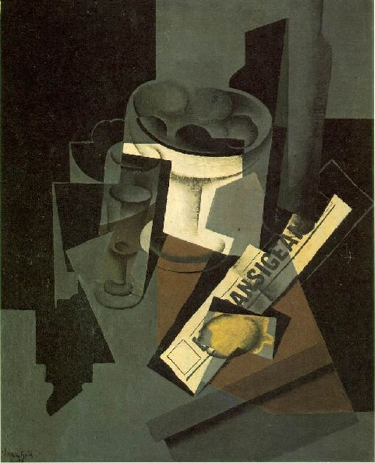 Fruit Dish Glass And Lemon Still Life With Newspaper