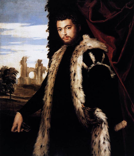 Portrait of a Young Man Wearing Lynx Fur