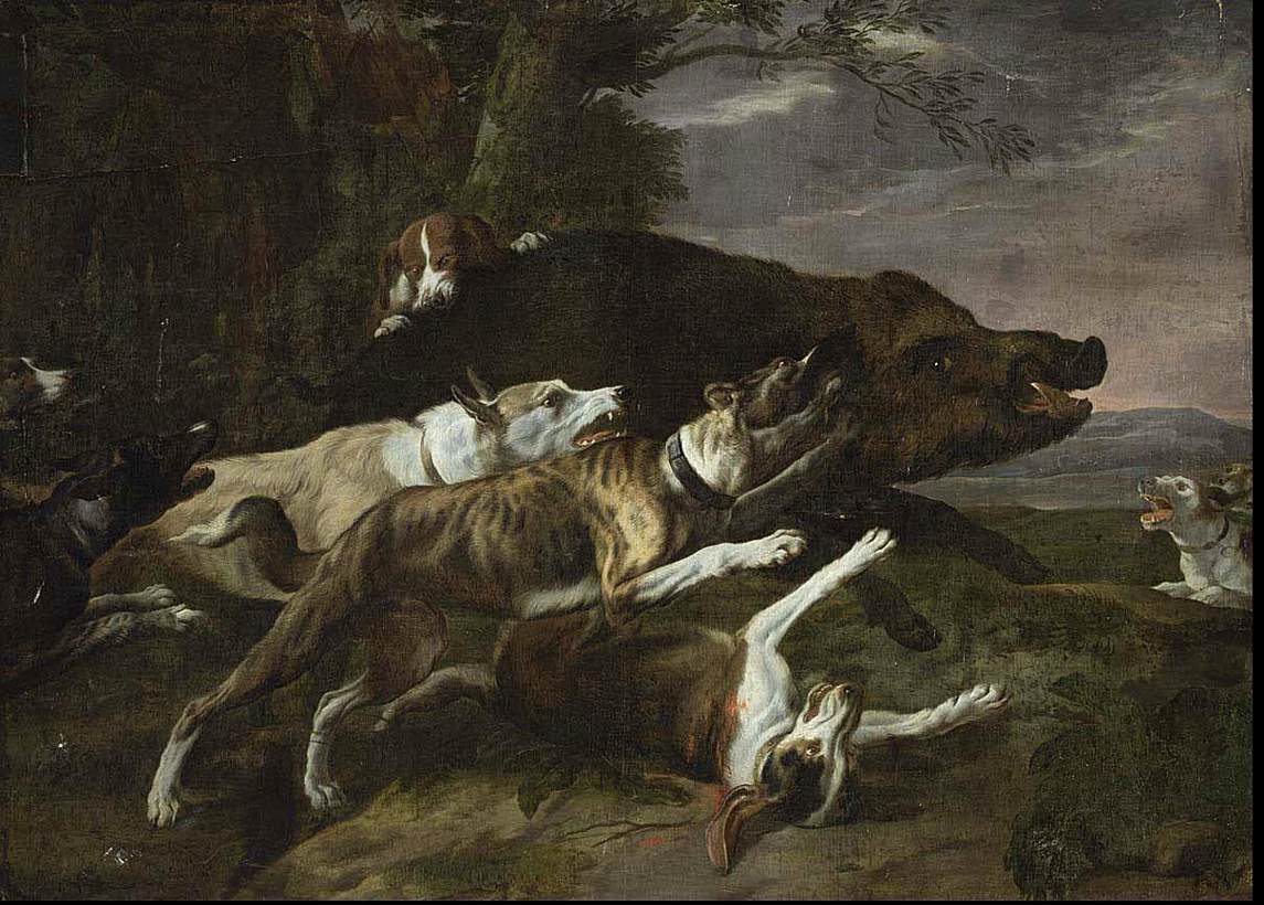 Hounds Assailing a Boar