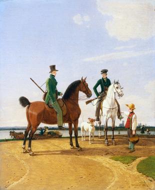 Hunter and Lord at the River Isar