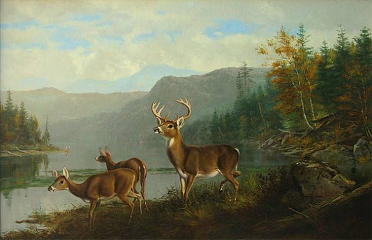 Landscape with Deer and Lake