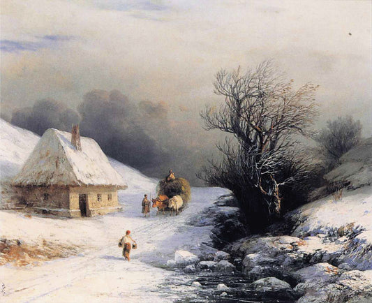 Little Russian Ox Cart in Winter