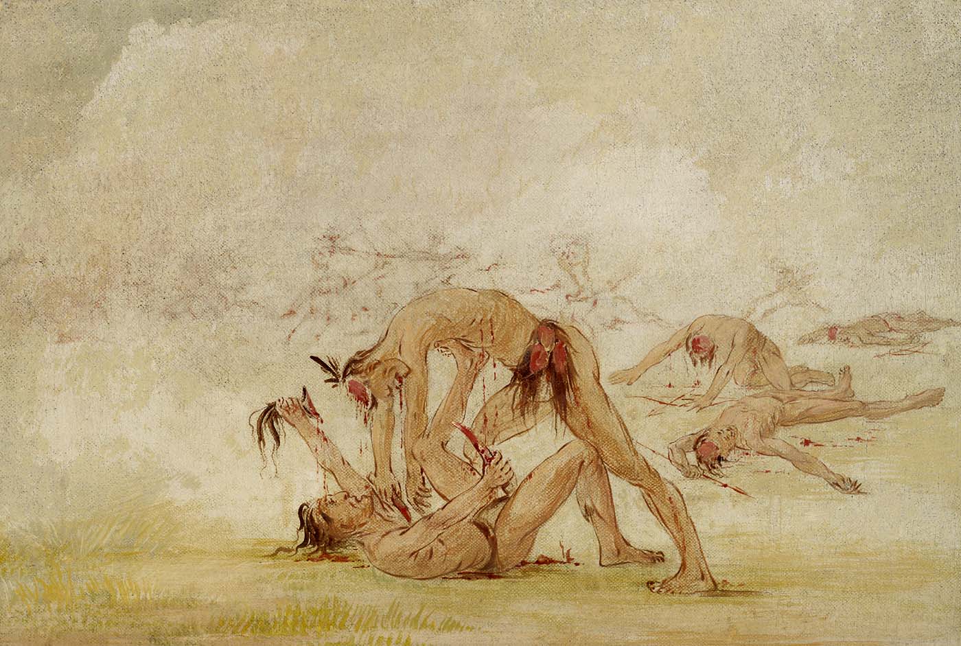 Mandan Scalping an Enemy