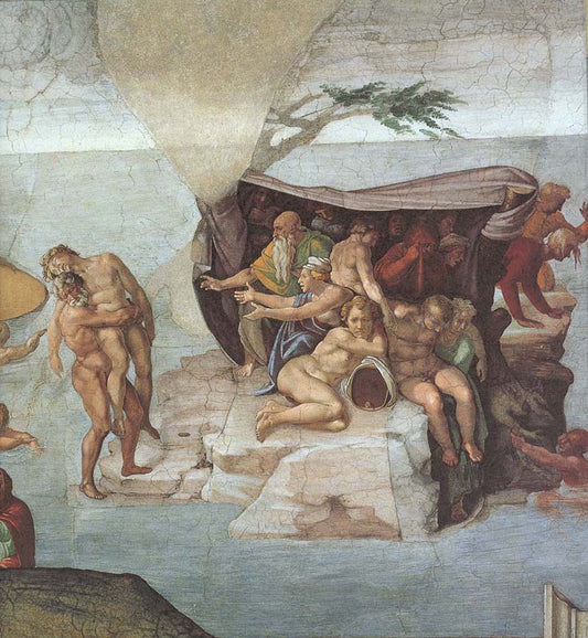 Ceiling of the Sistine Chapel Genesis Noah 7 The Flood right vie