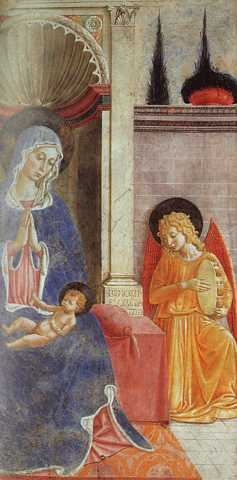 Madonna And Child With Angel Playing Music