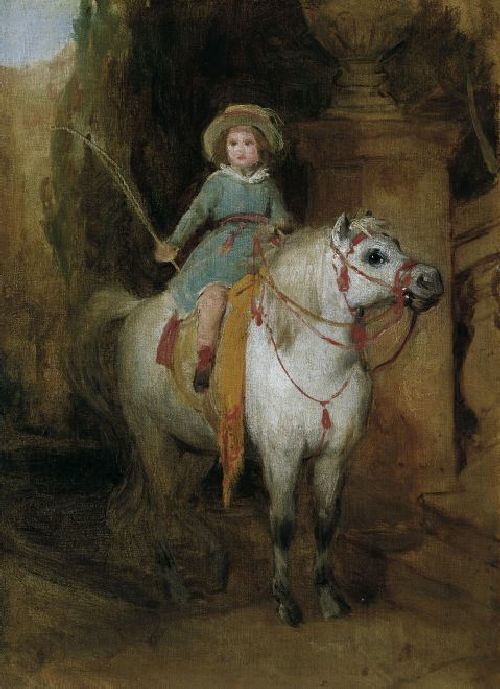 Oil sketch for the portrait of Prince Johann II of Liechtenstein on a Schimmelpony