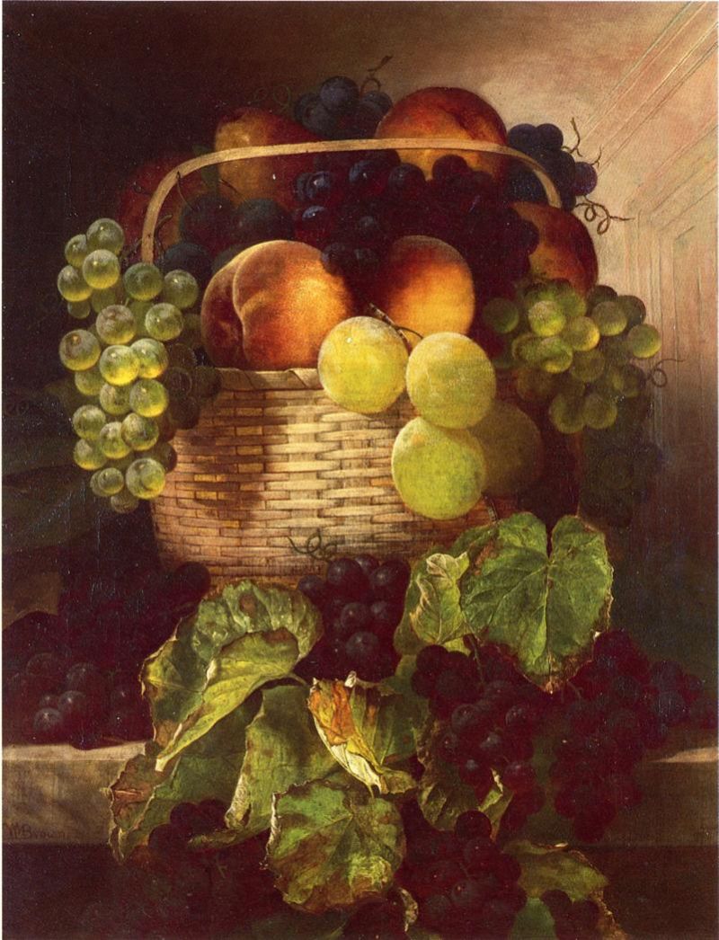 Still Life with Grapes, Plums and Peaches in a Basket