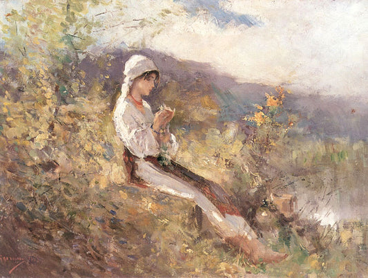 Peasant Woman Sitting on the Grass