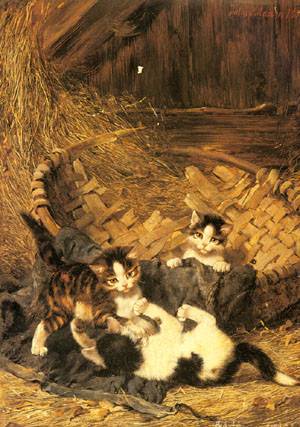 Playful Kittens In A Basket