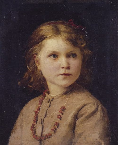 Portrait of a girl with red necklace