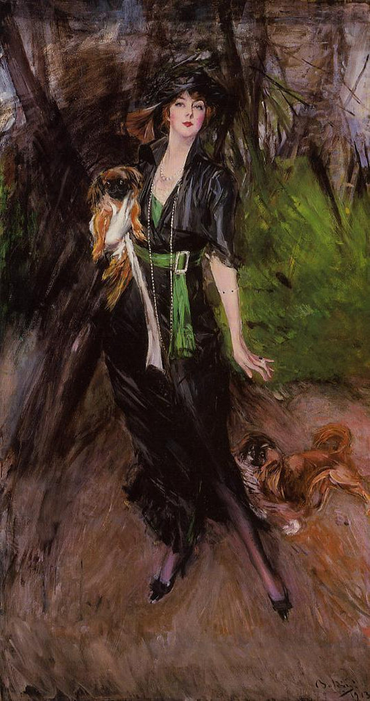 Portrait of Lina Bilitis With Two Pekinese