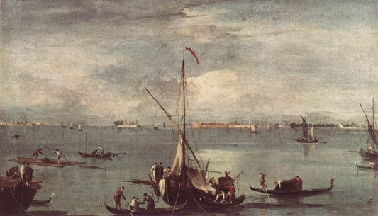 The Lagoon with Boats, Gondolas, and Rafts