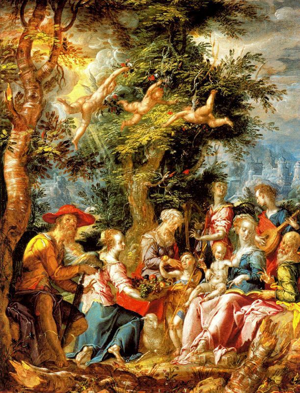 The Holy Family with Angels and Saints