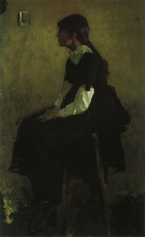 Seated Girl in a Long Black Dress