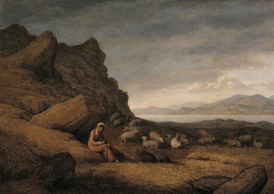 Lake Scene with Seated Figure and Sheep