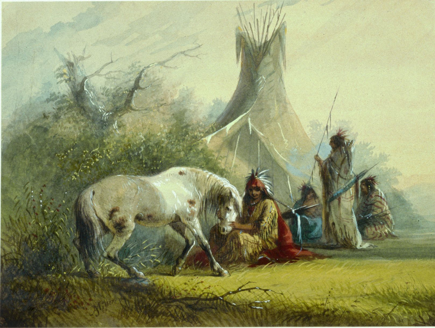 Shoshone Indian and his Pet Horse