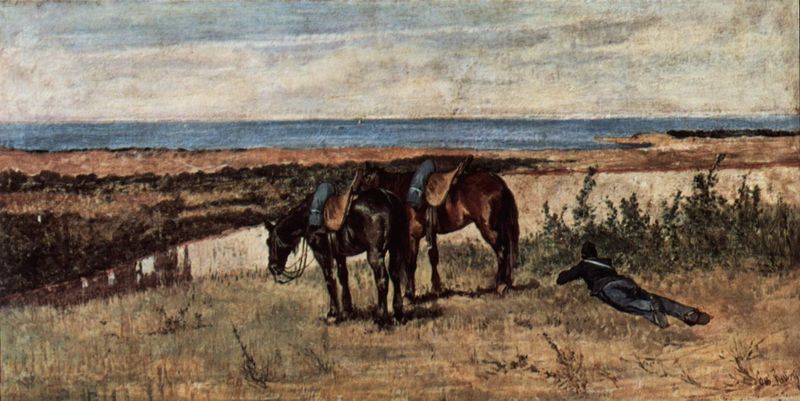 Soldier with Two Horses on the Bank of the Sea