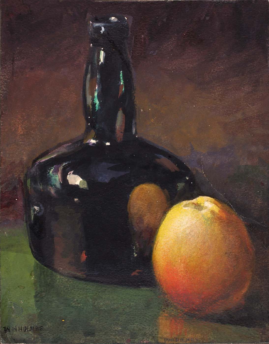 Still Life - Apple and Bottle