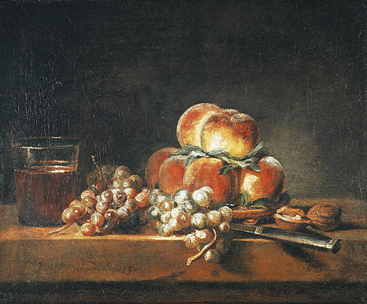 Still Life of Peaches Nuts Grapes and a Glass of Wine 1758