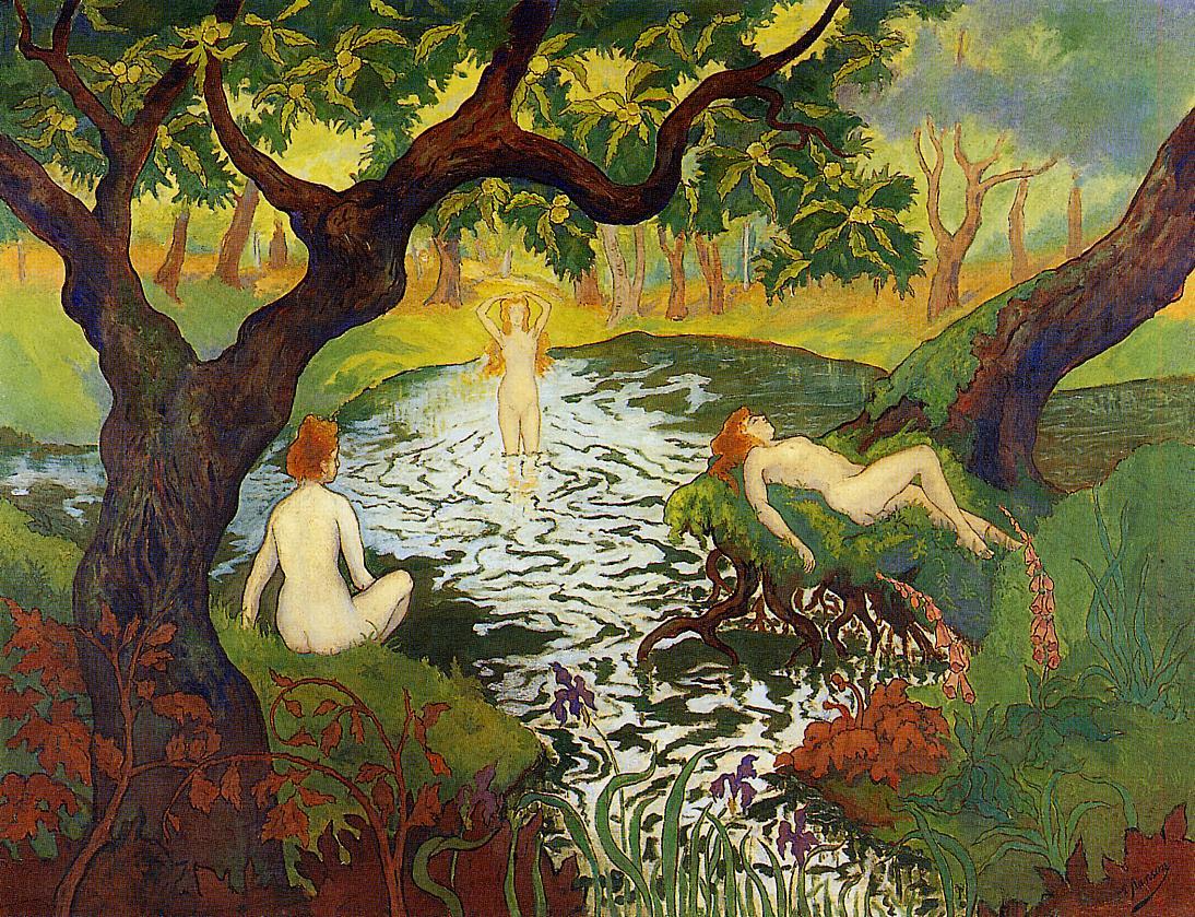 Three Bathers with Irises