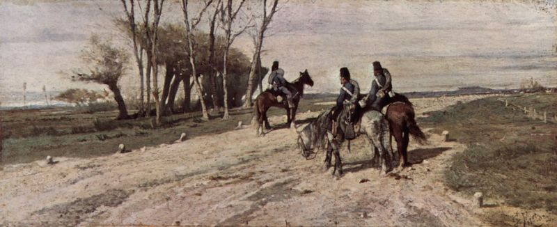 Three Cavalry Men on a Road