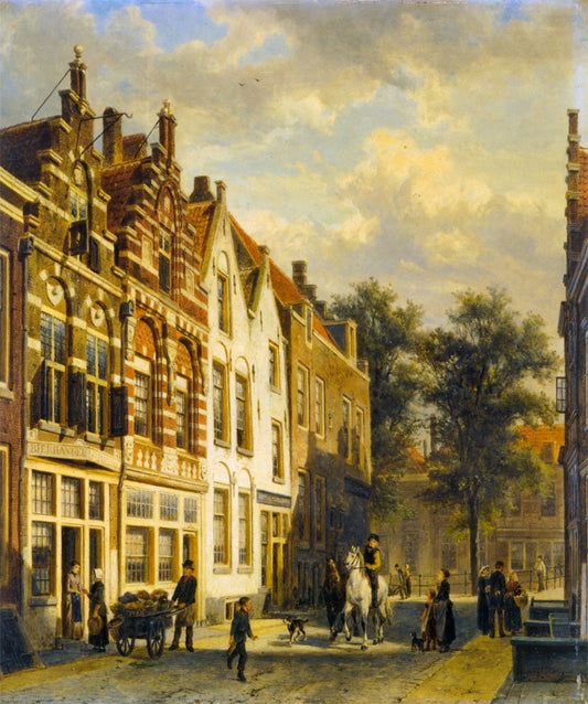 Figures in the Sunlit Streets of a Dutch Town