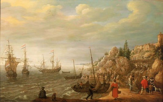 Dutch Ships at Anchor off a Fortified Scandinavian Town