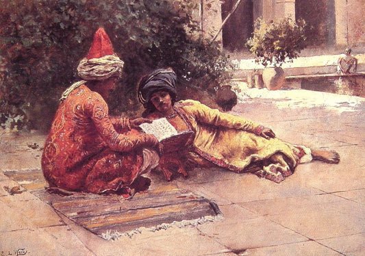 Two Arabs Reading in a Courtyard