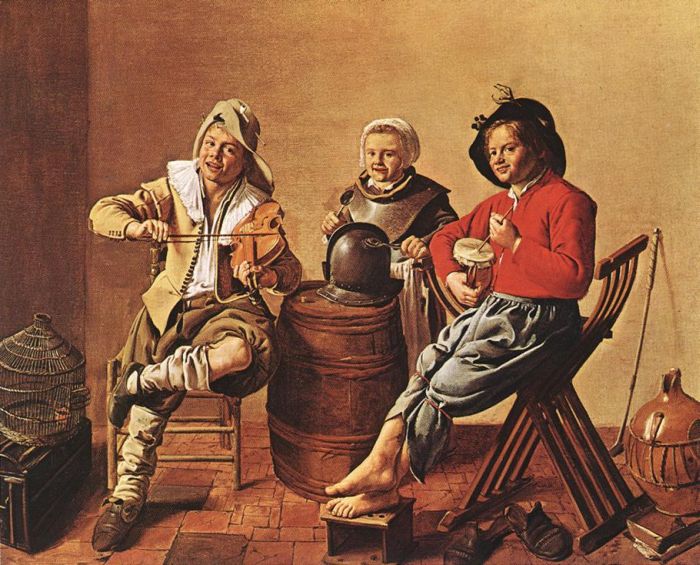 Two Boys and a Girl Making Music