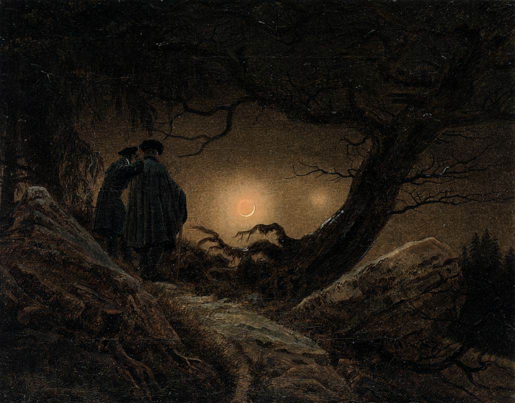 Two Men Contemplating the Moon