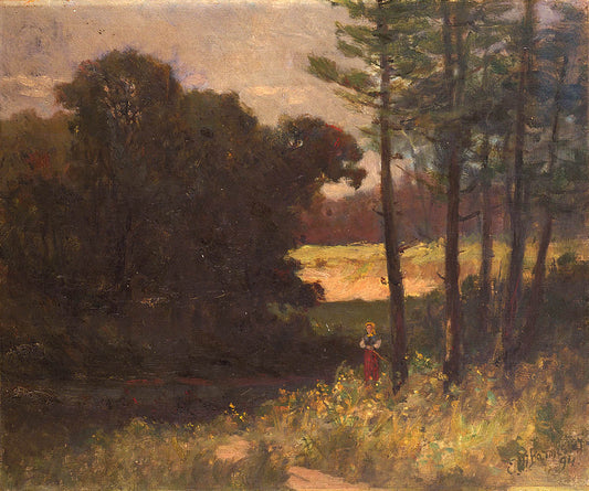 Untitled (landscape with trees and woman)